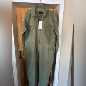 New Wildfang Essential Coverall, Utility Jumpsuit Olive Green, Jurassic Park XXL